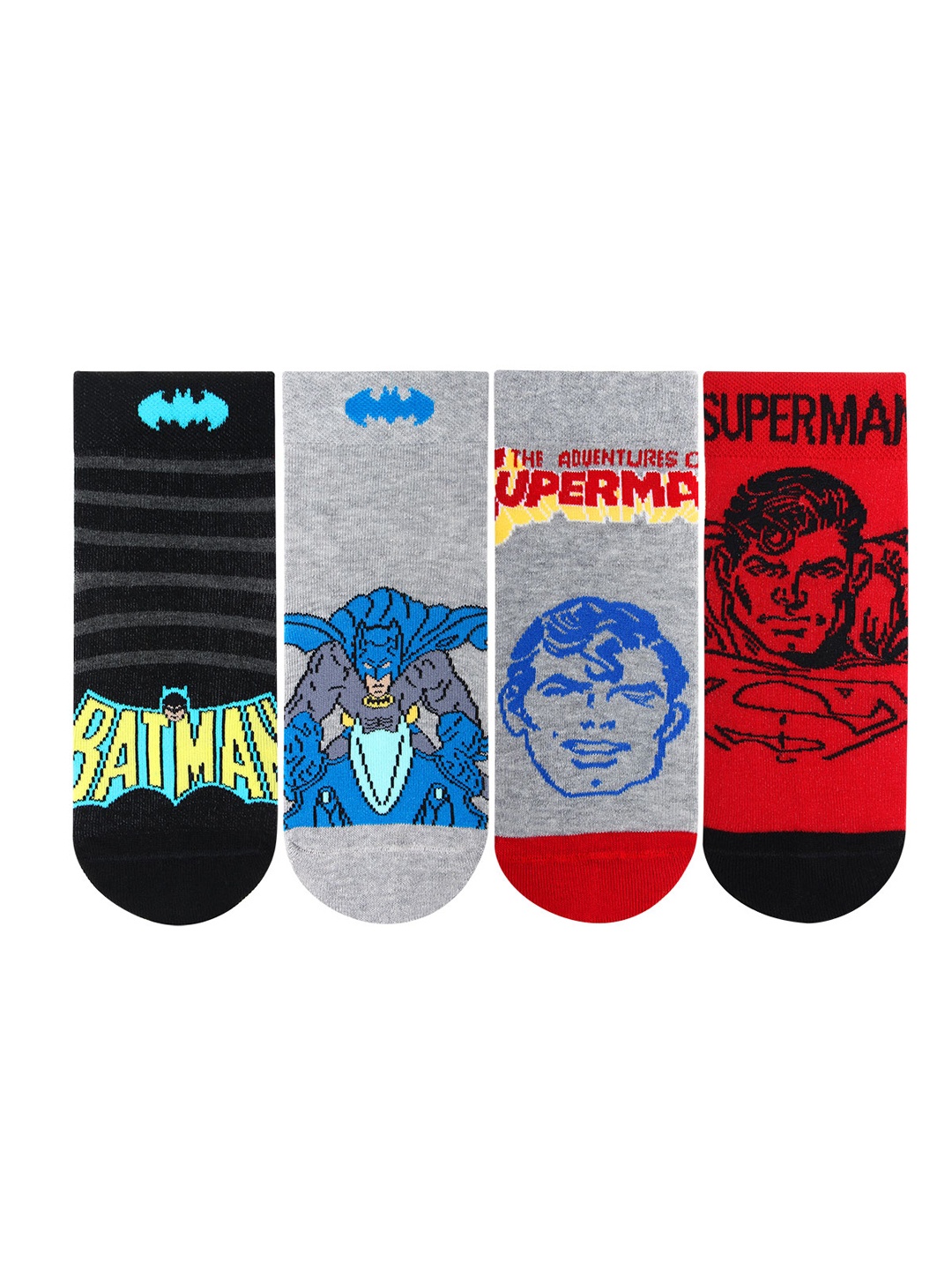 

Bonjour Kids Pack of 4 Assorted Superman & Batman Ankle Length Socks