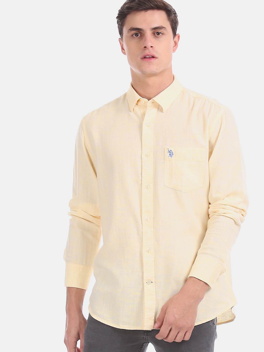 

U.S. Polo Assn. Men Yellow Tailored Casual Shirt