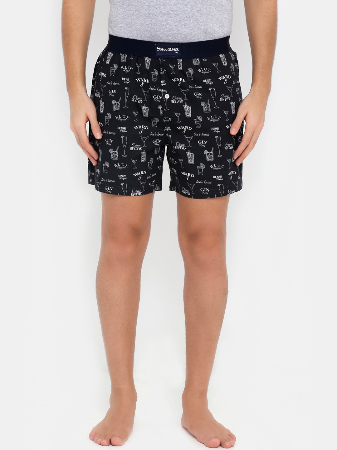 

Smugglerz Men Black & White Printed Pure Cotton Boxers GIN BLACKBOARD-BXR-S