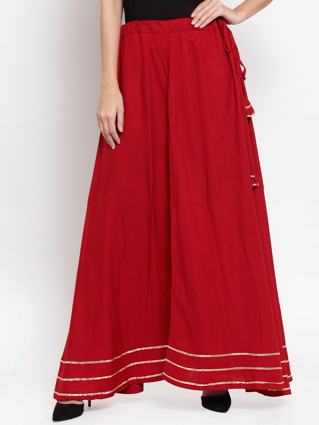 

Clora Creation Women Maroon Solid Flared Maxi Skirt