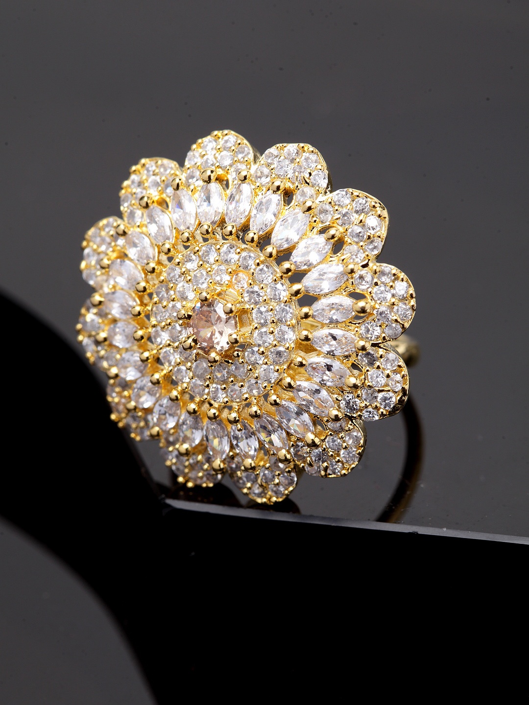 

Bhana Fashion Gold-Plated AD-Studded Handcrafted Finger Ring