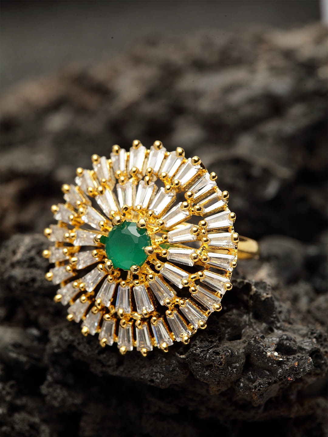 

Bhana Fashion Gold-Plated AD-Studded Handcrafted Finger Ring