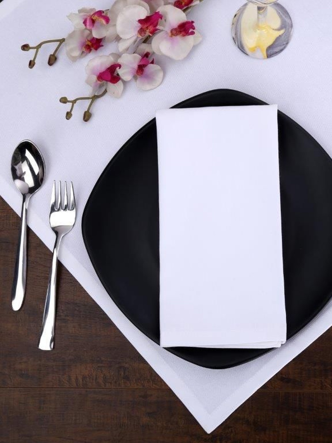 

Home Ecstasy Set Of 6 White Solid Plain Table Napkins