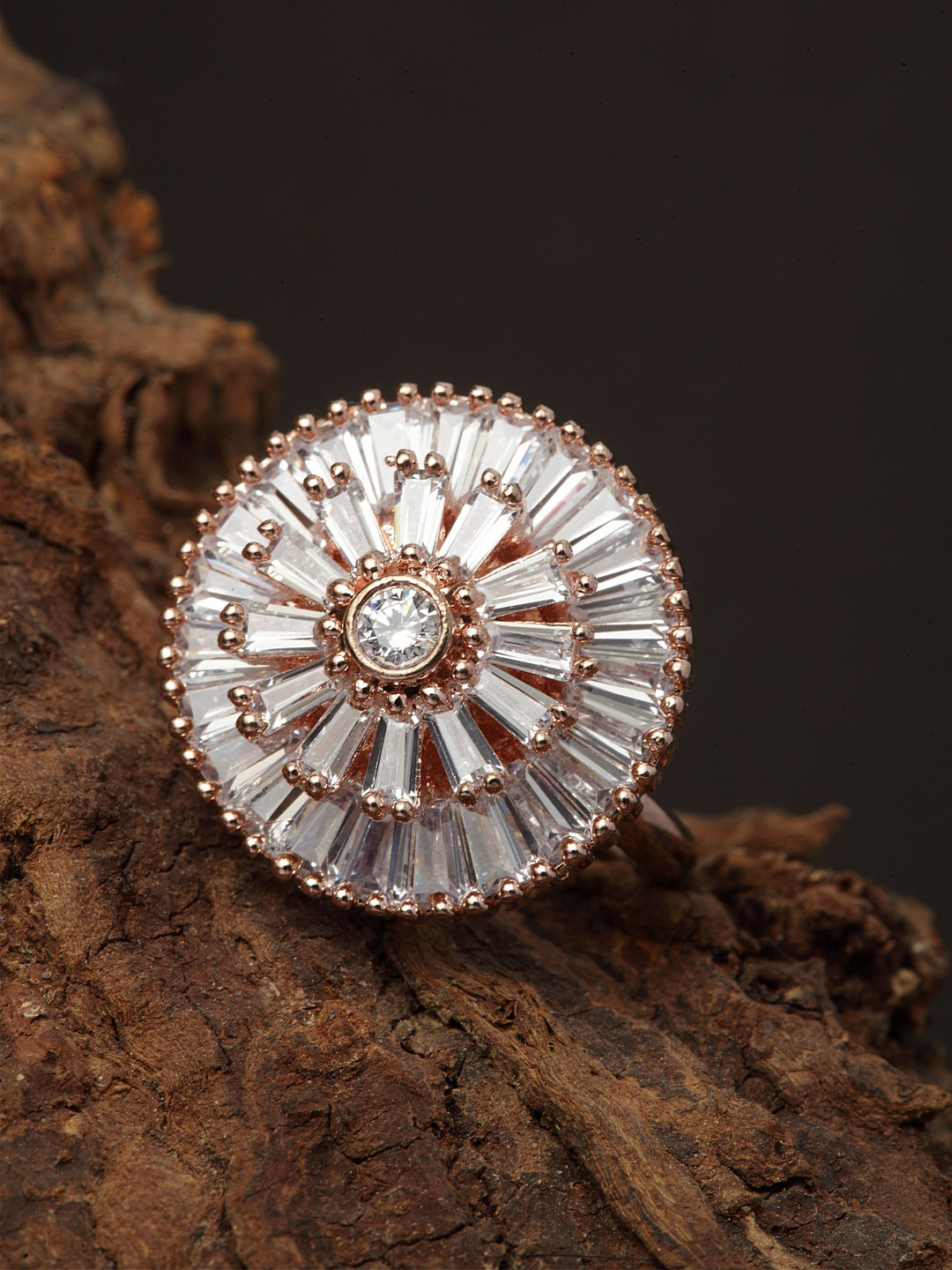 

Bhana Fashion Rose Gold-Plated & White Handcrafted Finger Ring