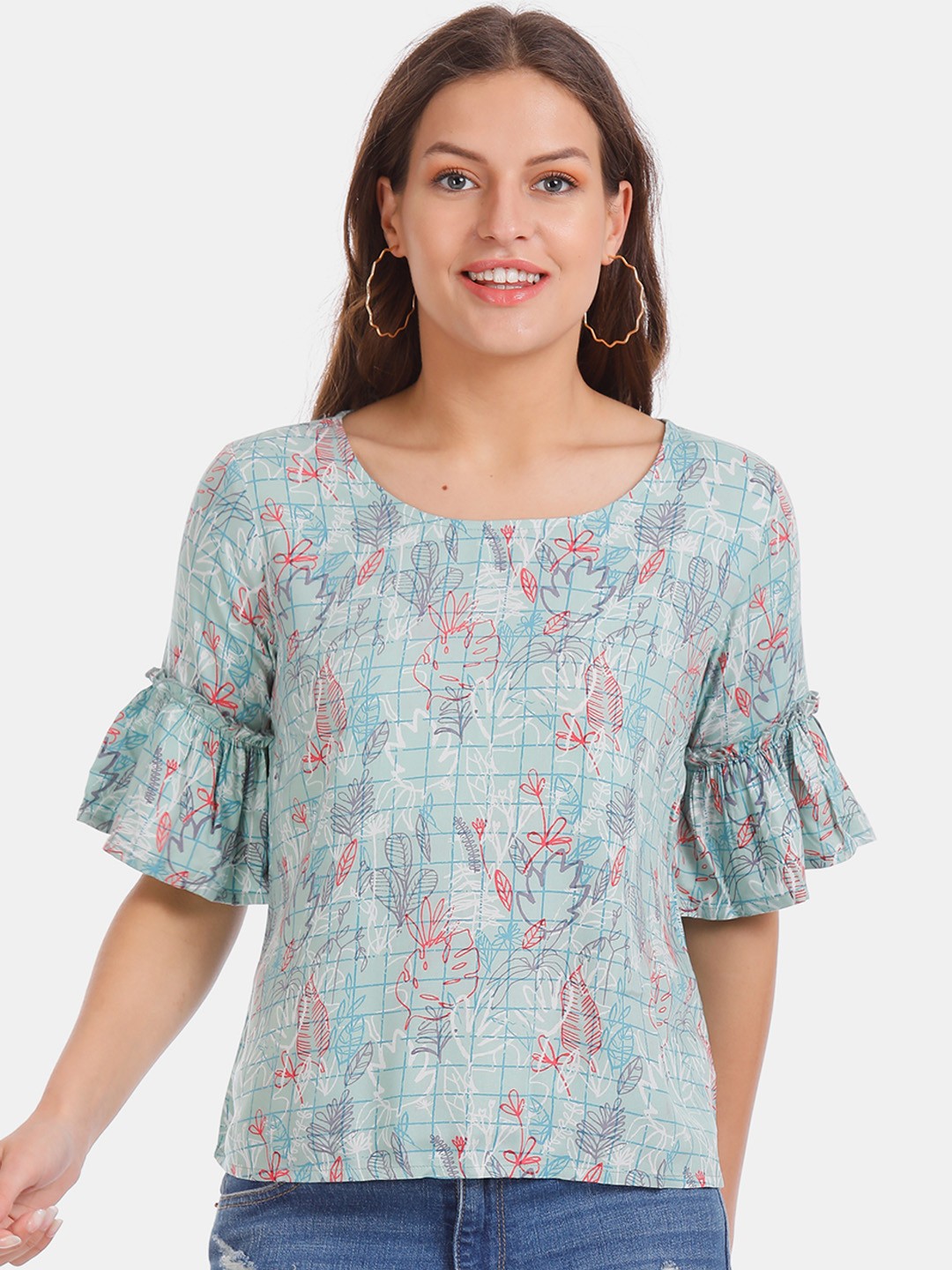 

Sugr Women Green Printed Top