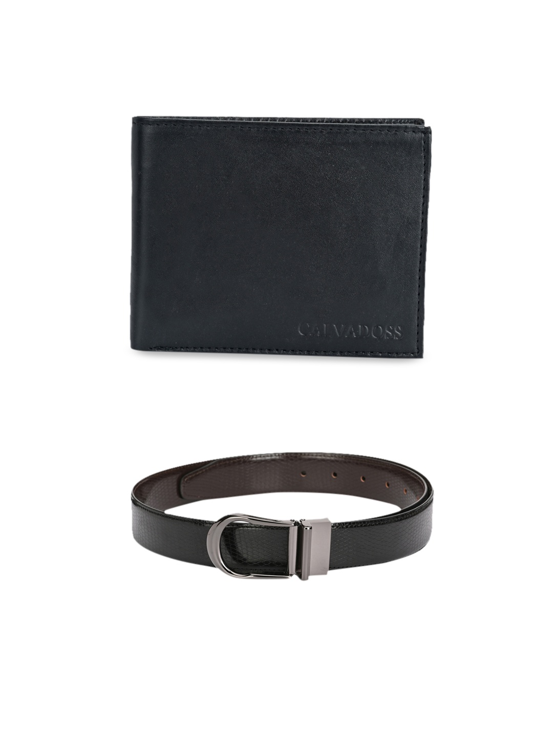 

Calvadoss Men Black & Brown Leather Accessory Gift Set