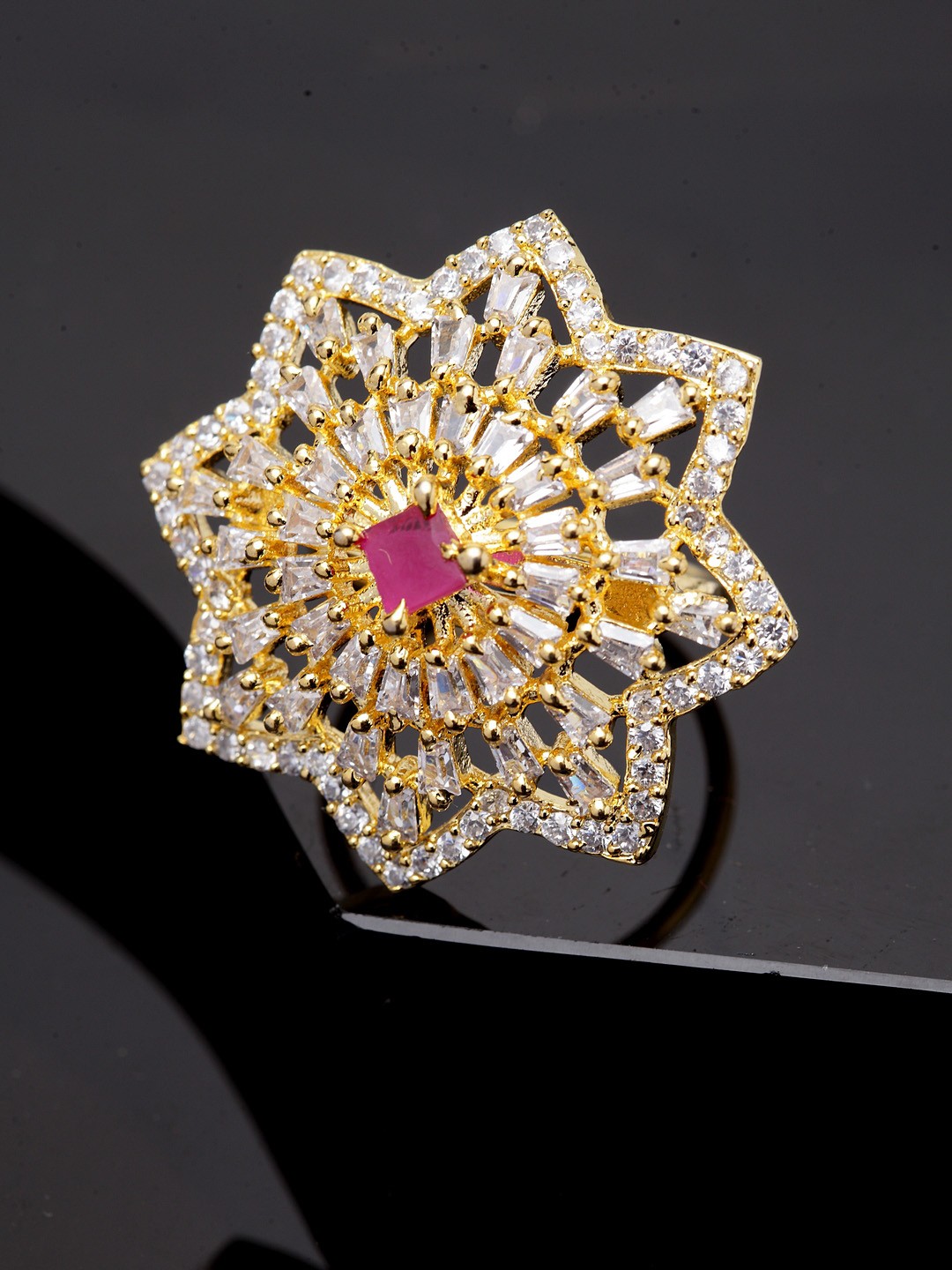 

Bhana Fashion Gold-Plated AD-Studded Handcrafted Finger Ring