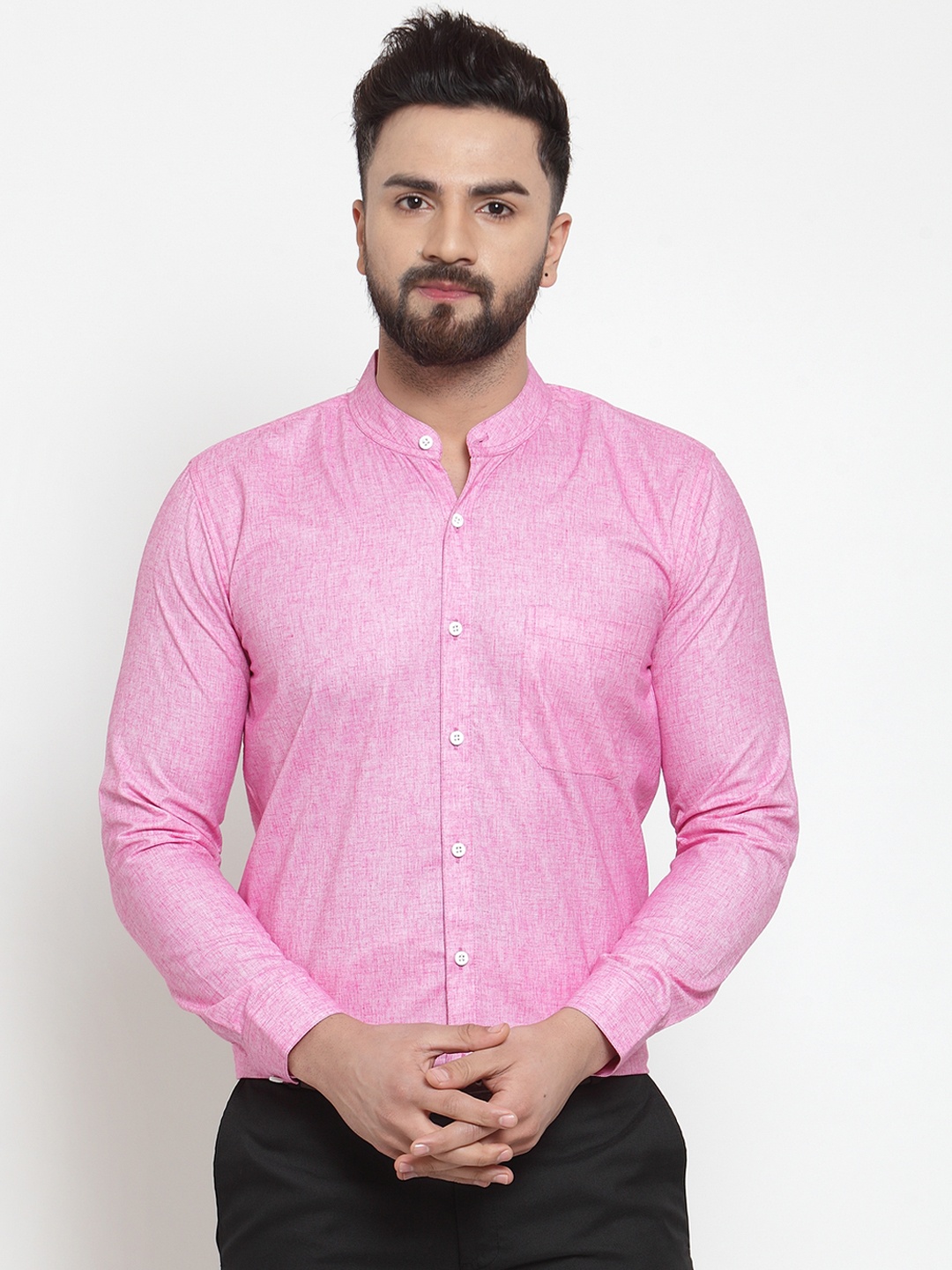 

JAINISH Men Pink Classic Regular Fit Self Design Formal Shirt