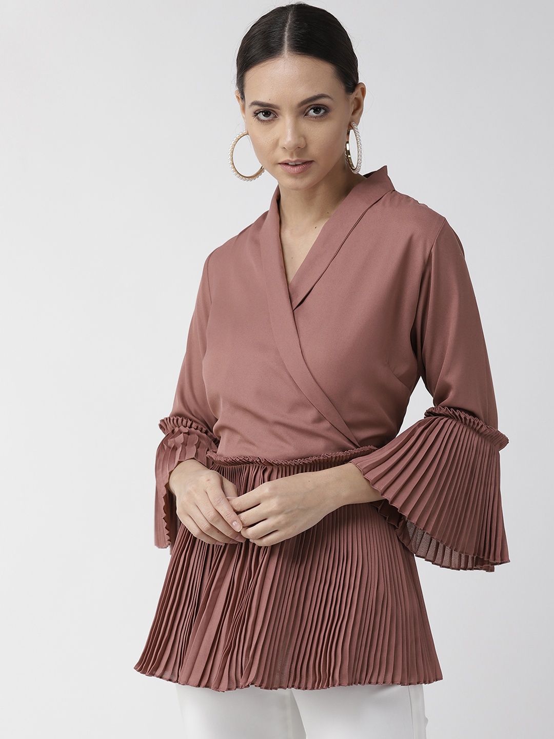 plusS Women Mauve Solid Wrap Top