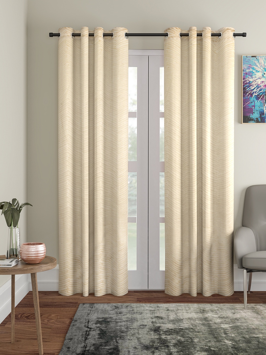 

Soumya Beige Single Room Darkening Door Curtain