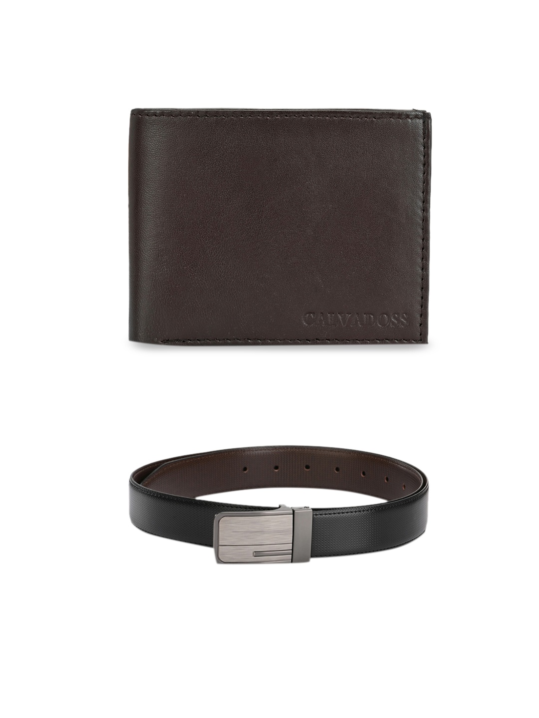 

Calvadoss Men Black & Brown Leather Accessory Gift Set