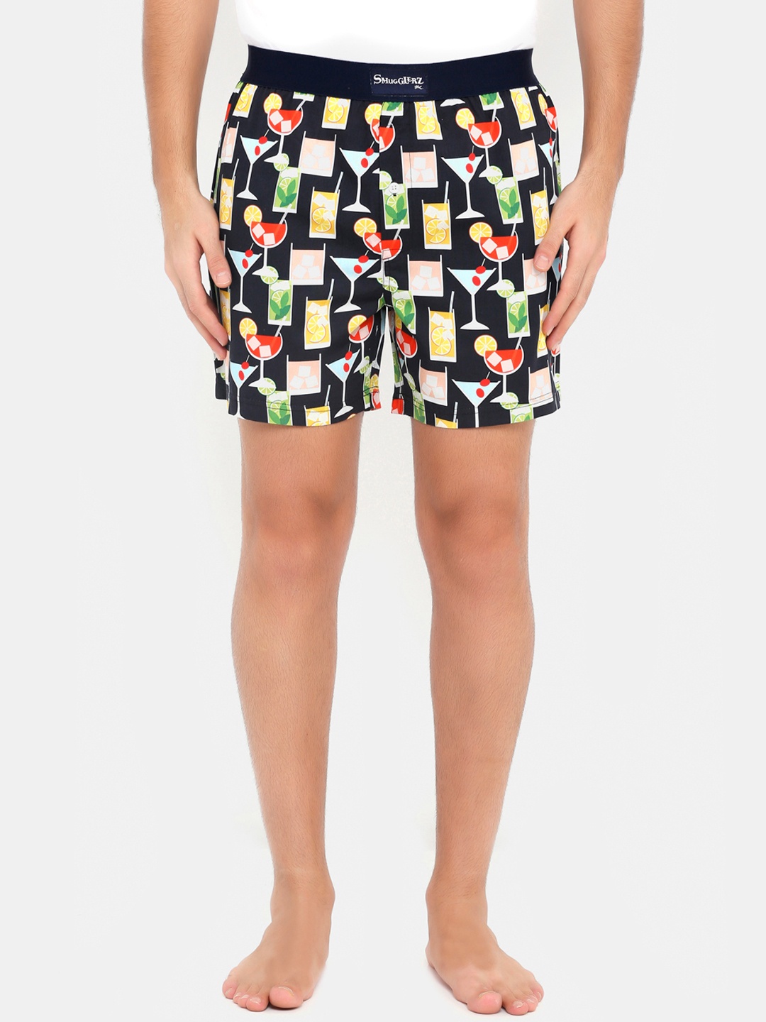 

Smugglerz Men Black & White Printed Pure Cotton Boxers COCKTAILS-BXR