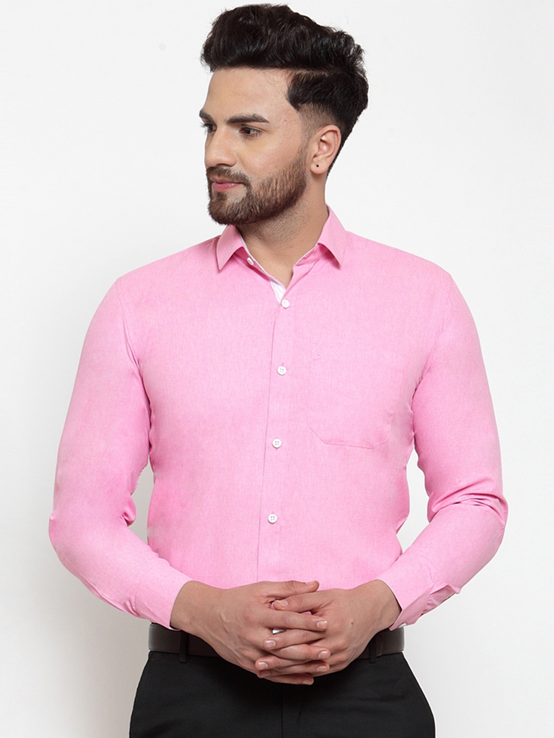 

JAINISH Men Pink Classic Regular Fit Solid Formal Shirt