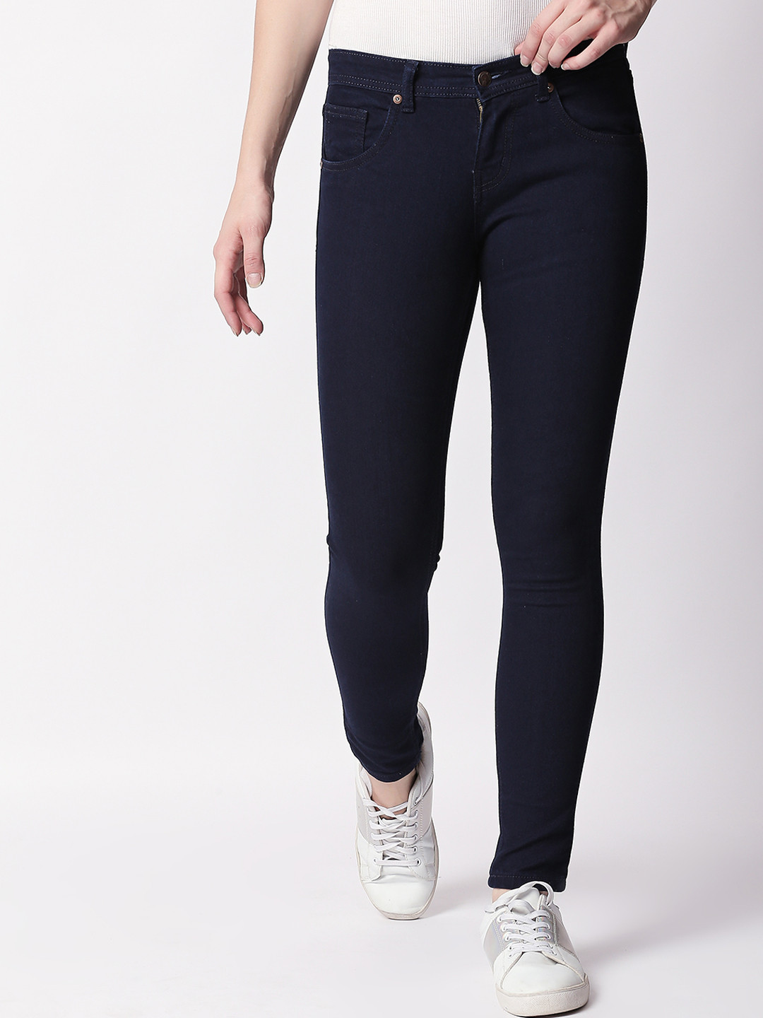 

High Star Women Navy Blue Slim Fit Mid-Rise Clean Look Stretchable Jeans