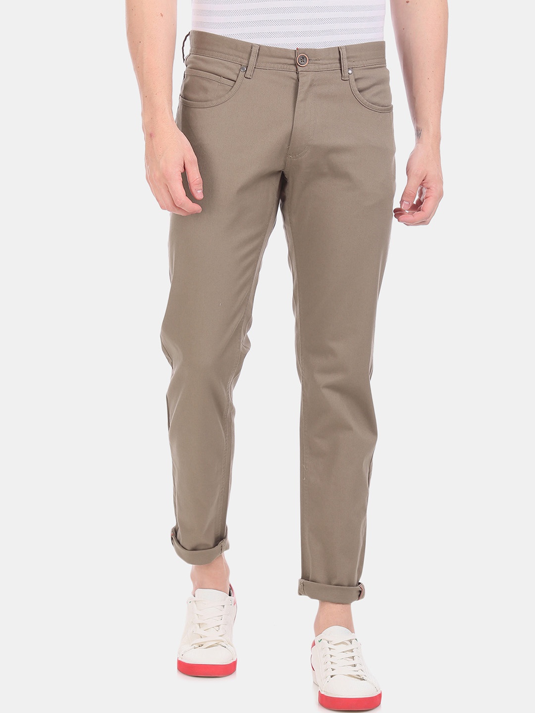

Cherokee Men Brown Slim Fit Solid Regular Trousers