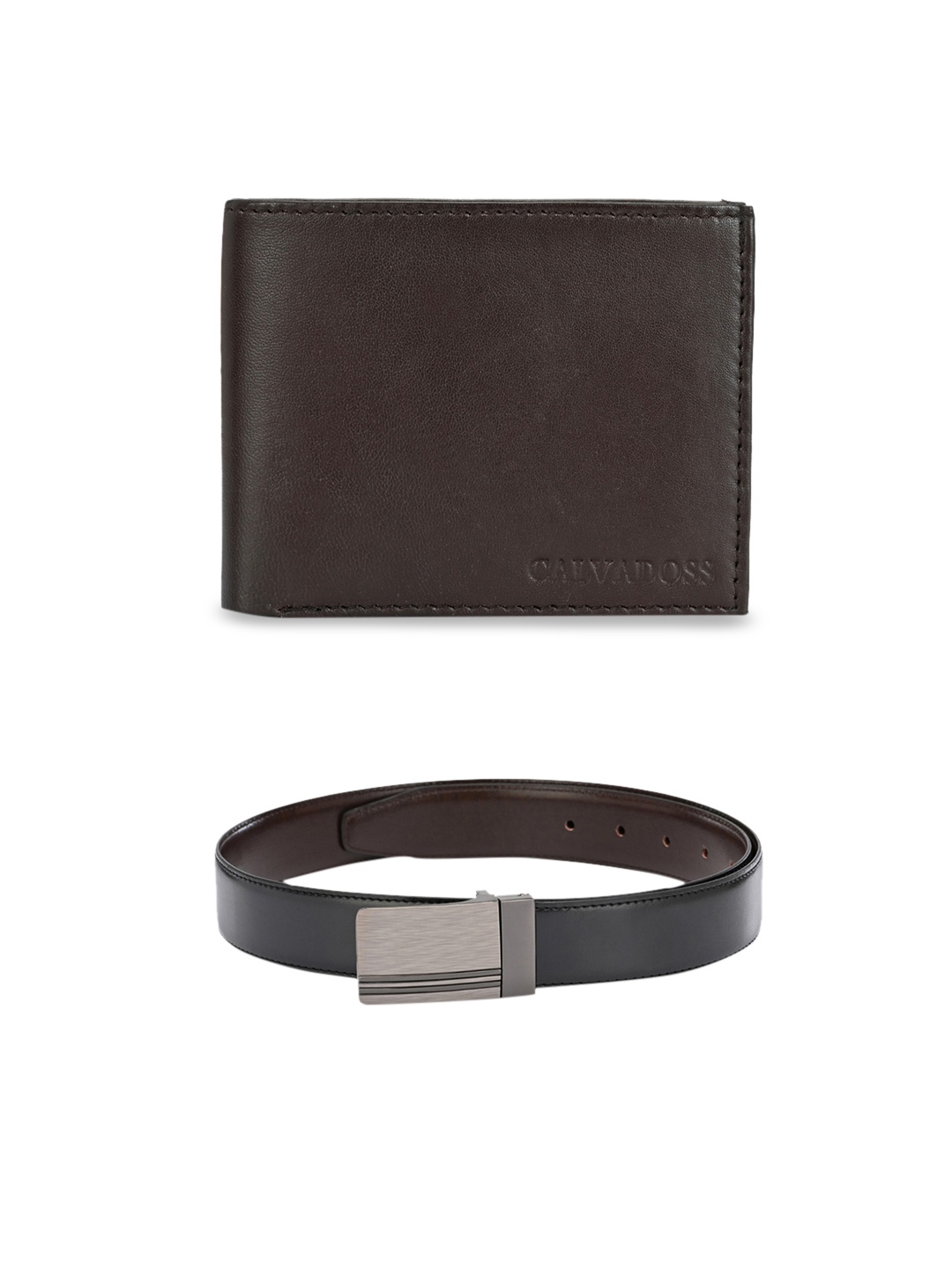 

Calvadoss Men Black & Brown Leather Accessory Gift Set