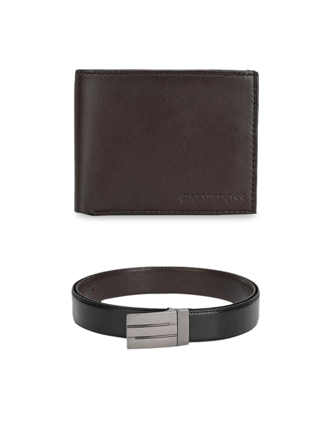 

Calvadoss Men Black & Brown Leather Accessory Gift Set