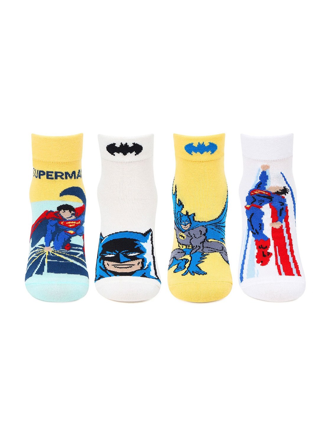 

Bonjour Kids Pack of 4 Assorted Superman & Batman Ankle-Length Socks