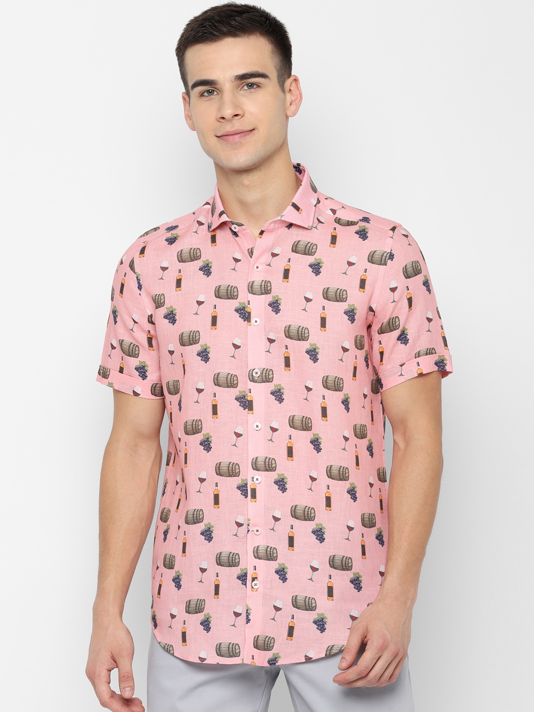 SIMON CARTER LONDON Men Pink Slim Fit Printed Casual Shirt