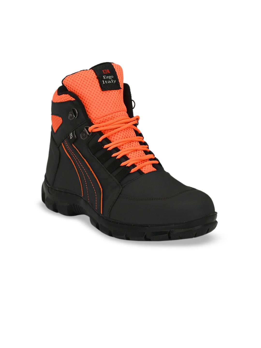

Eego Italy Men Black Colourblocked Leather Mid-Top Sneakers