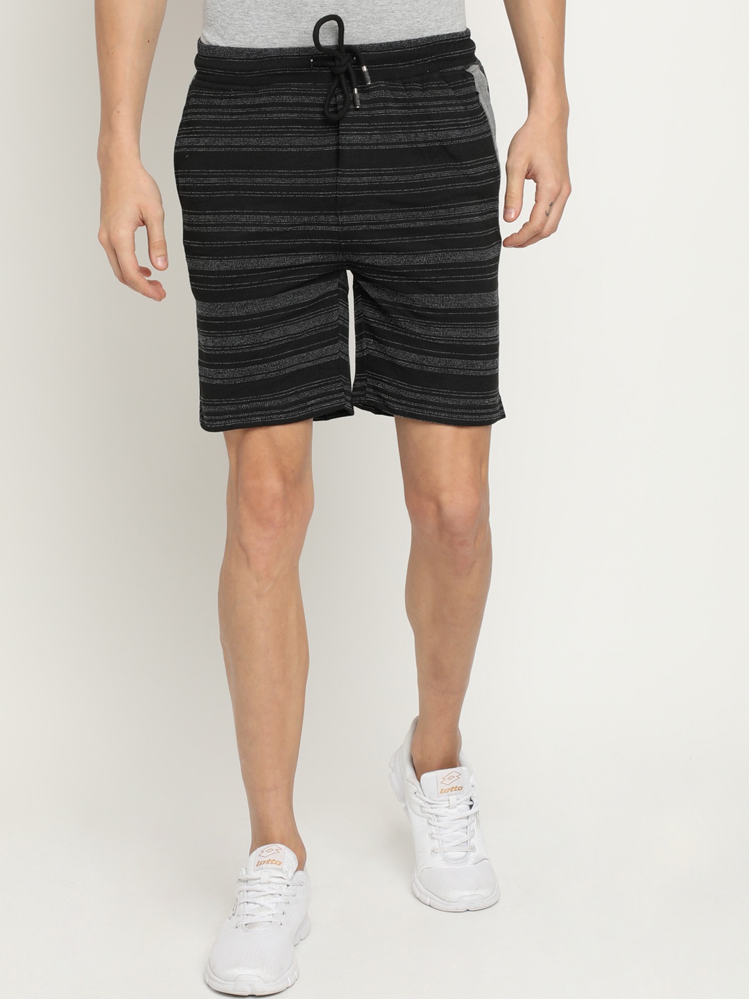 

Crocodile Men Black Striped Slim Fit Regular Shorts