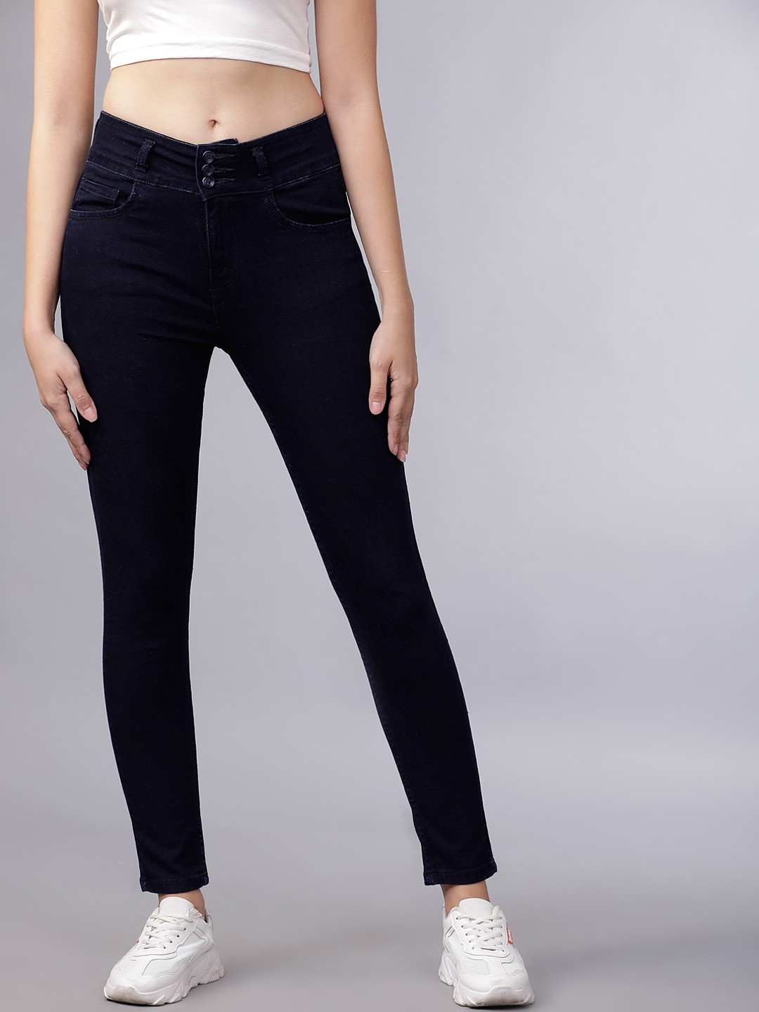 

Tokyo Talkies Women Navy Blue Super Skinny Fit Mid-Rise Clean Look Stretchable Jeans