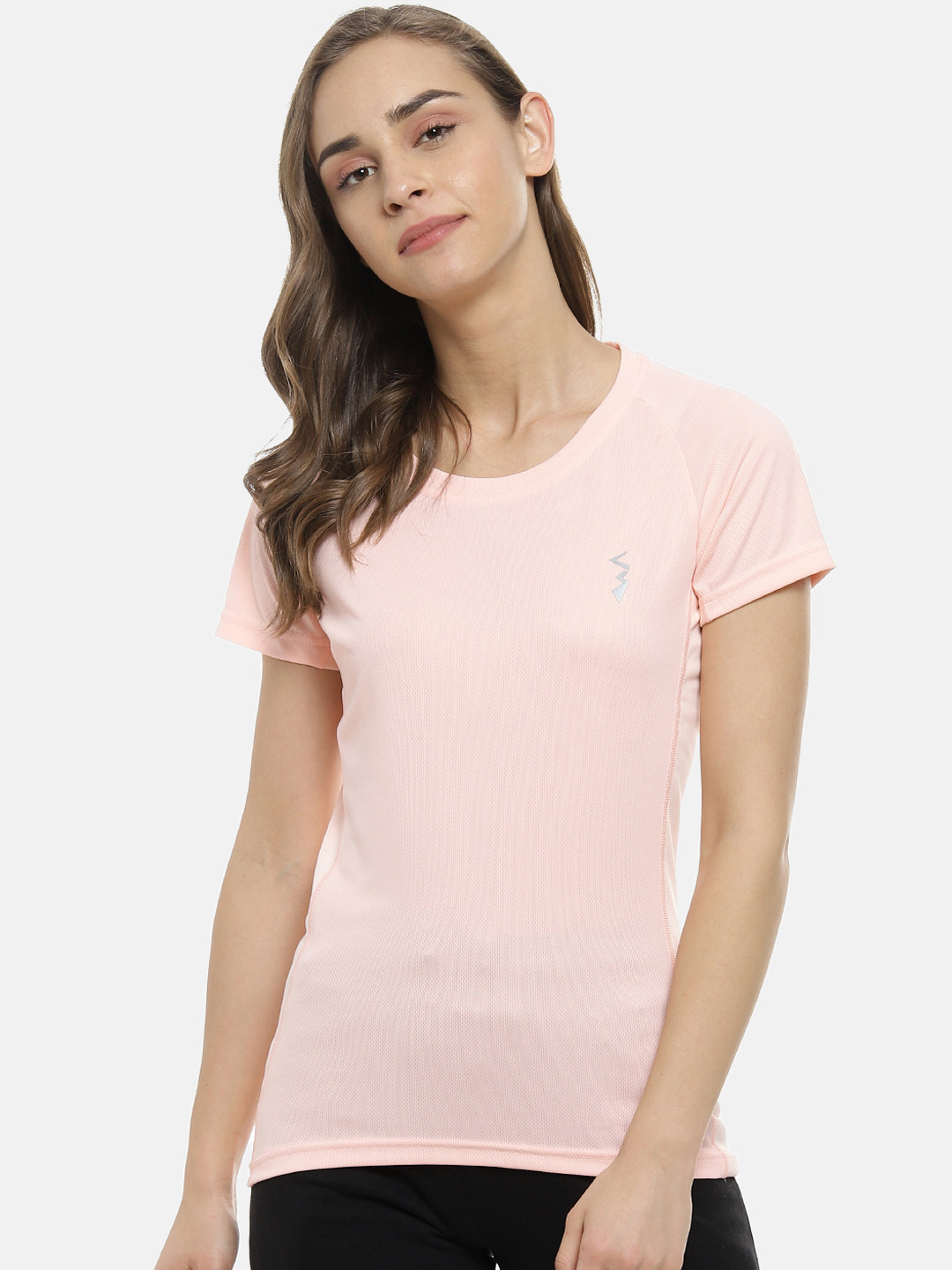 

Campus Sutra Women Peach-Coloured Solid Round Neck T-shirt