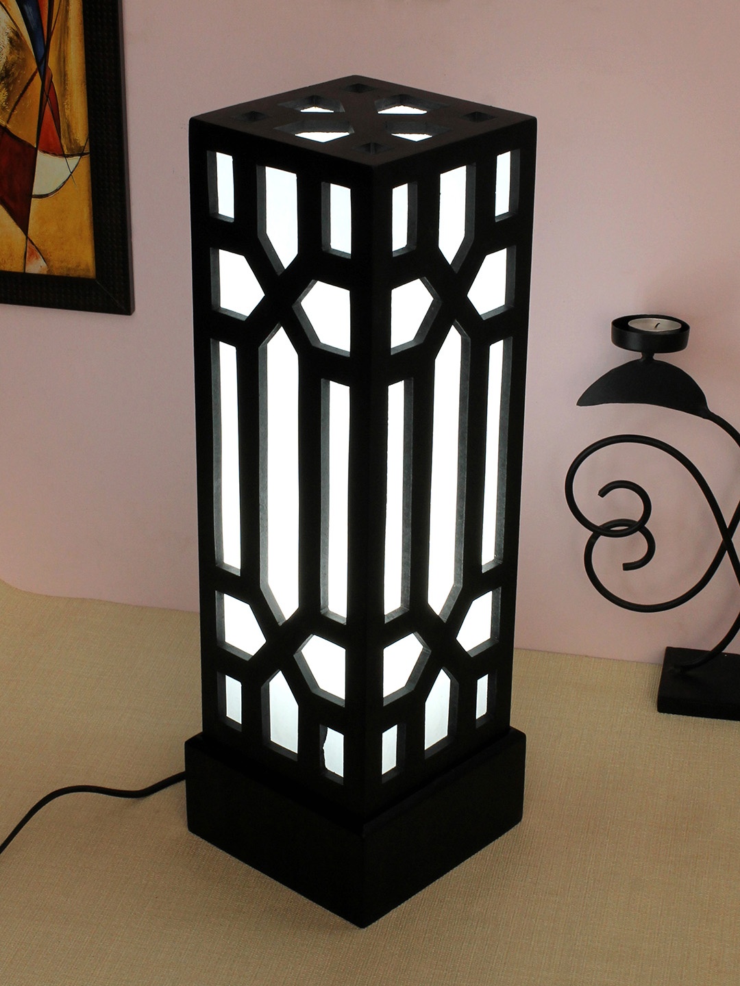 

Home Sparkle Black & White Solid Handcrafted LED Column Lamp