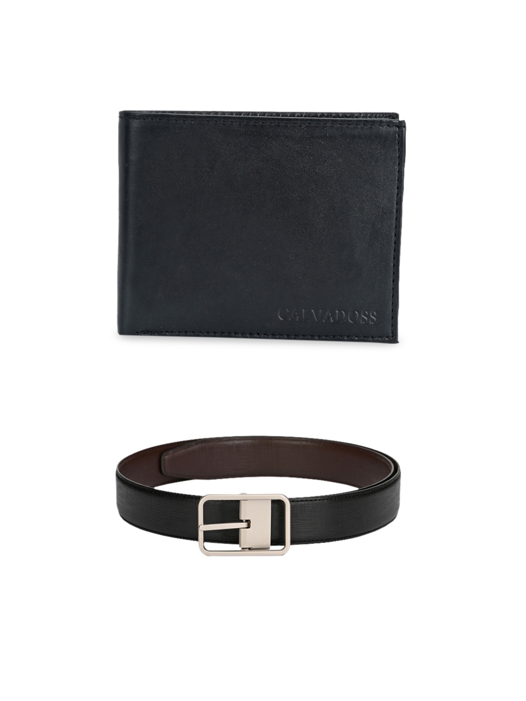 

Calvadoss Men Black & Brown Leather Accessory Gift Set