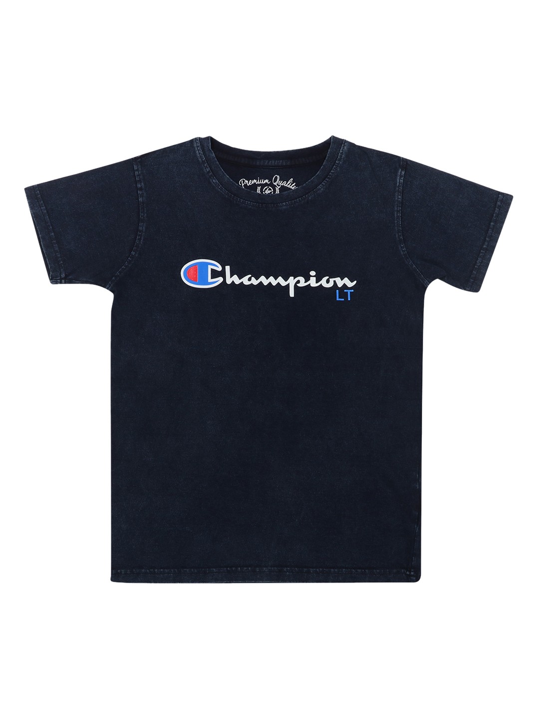 Lil Tomatoes Boys Navy Blue Printed Round Neck Pure Cotton T-shirt