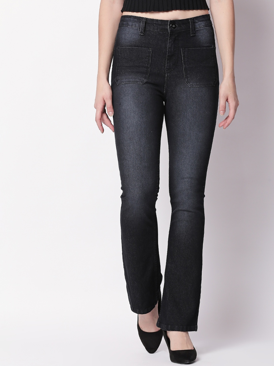 

High Star Women Black Bootcut High-Rise Clean Look Stretchable Jeans