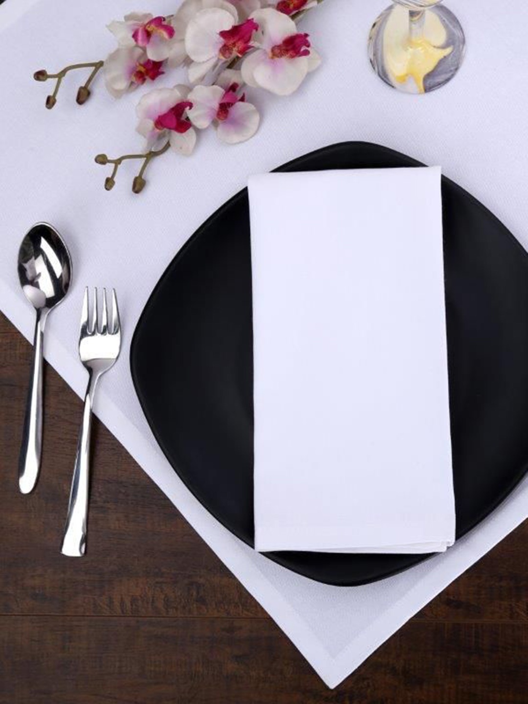 

Home Ecstasy Set Of 12 White Solid Plain Table Napkin