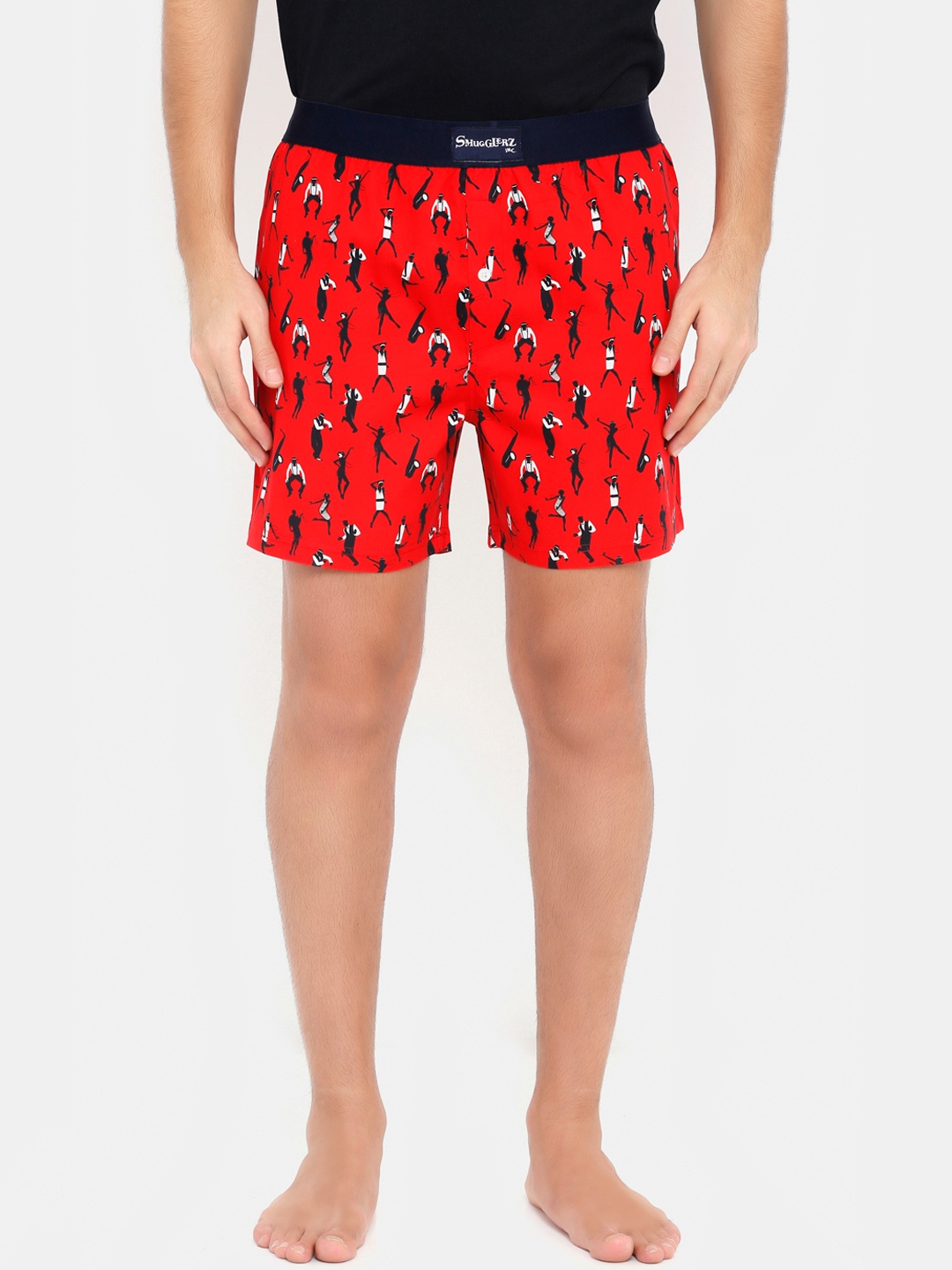 

Smugglerz Men Red & Black Printed Pure Cotton Boxers JAZZ-BXR