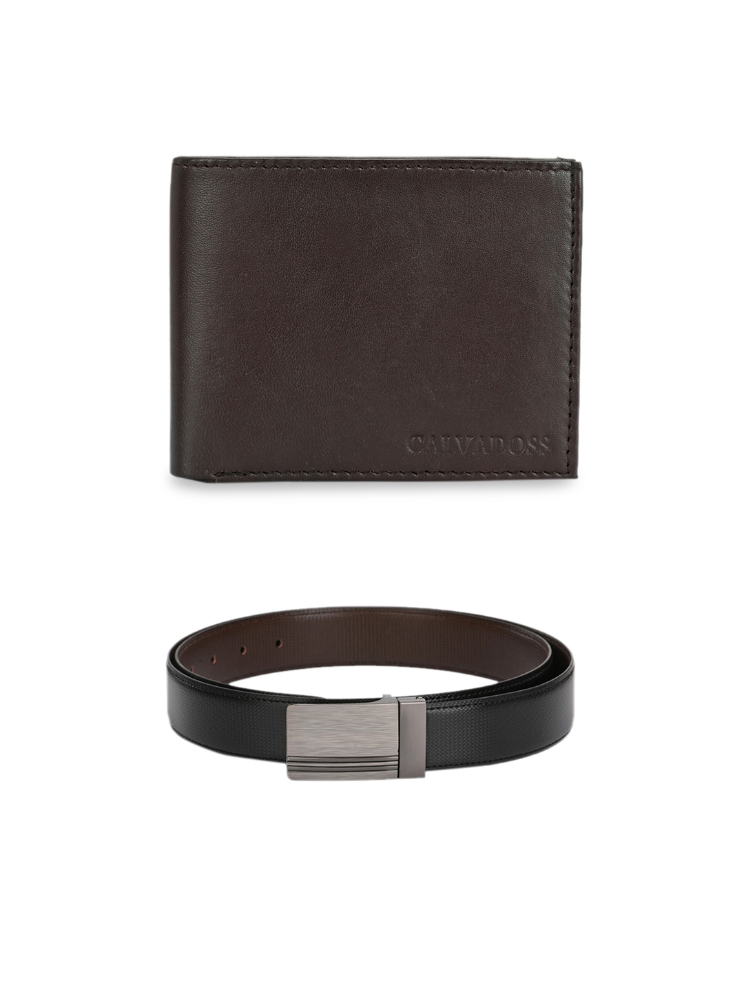 

Calvadoss Men Black & Brown Leather Accessory Gift Set