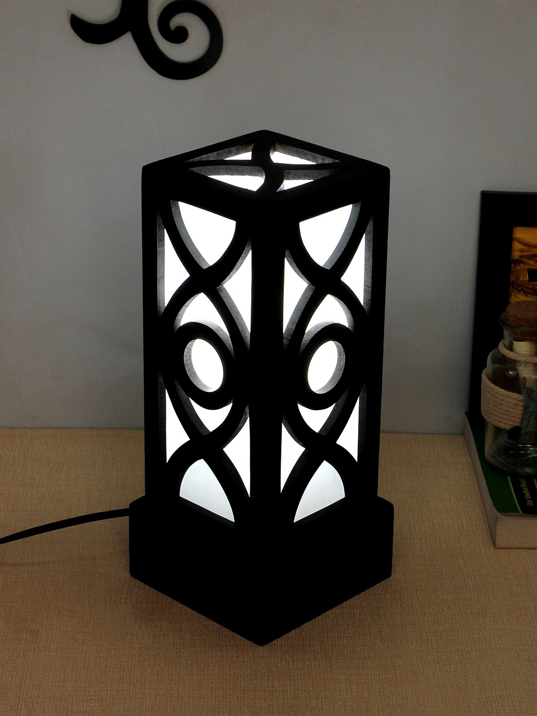 

Home Sparkle Black & White Solid Handcrafted LED Column Table Lamp