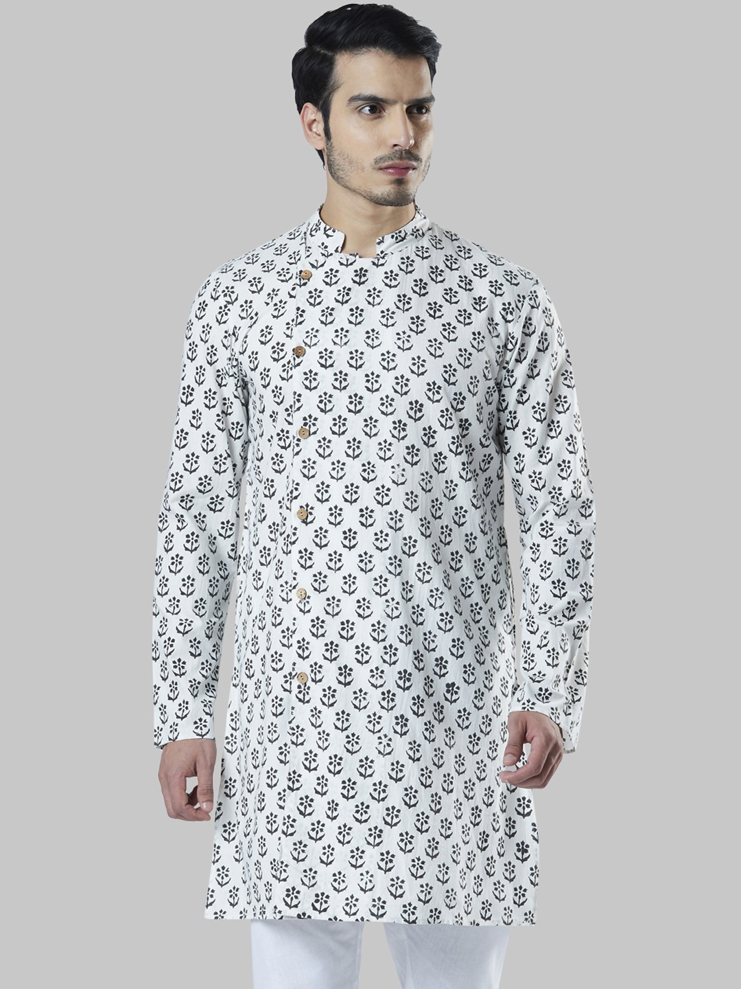 

Ethnix by Raymond Men White Printed Straight Kurta
