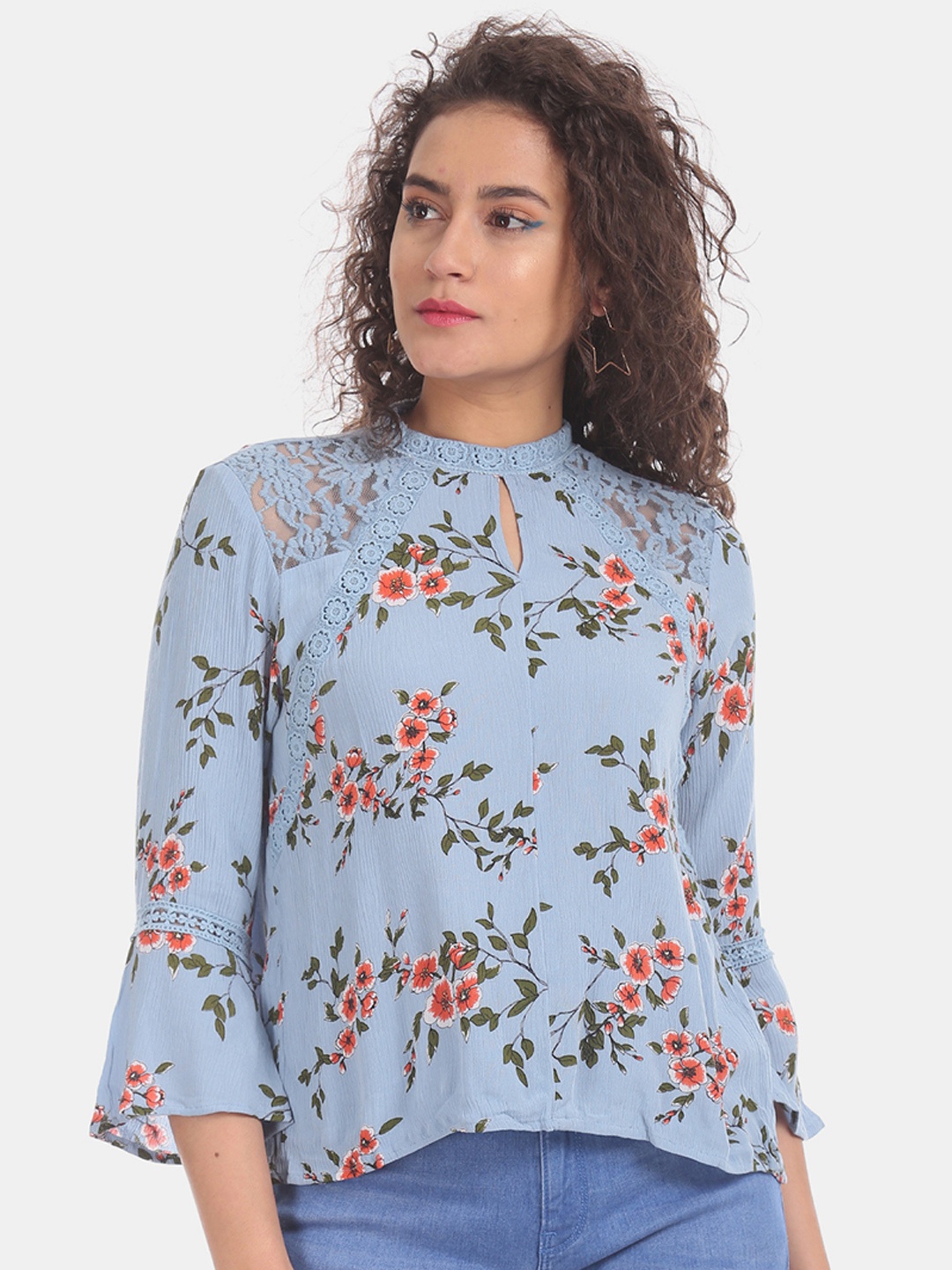 

Sugr Women Blue Printed Top