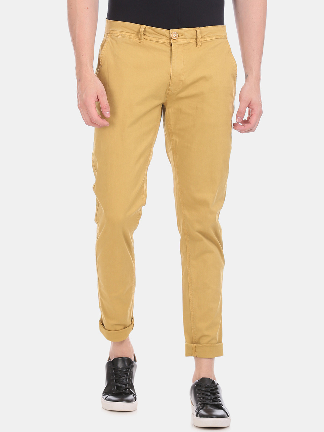 

Cherokee Men Mustard Yellow Slim Fit Solid Regular Trousers