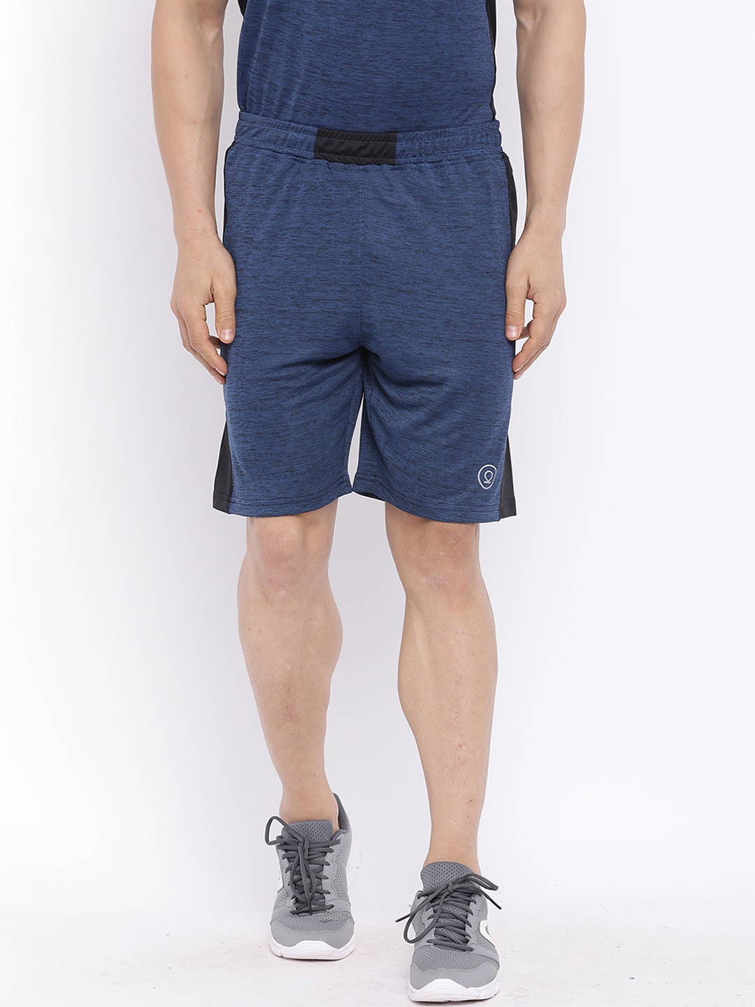 

CHKOKKO Men Blue Self Design Regular Fit Sports Shorts