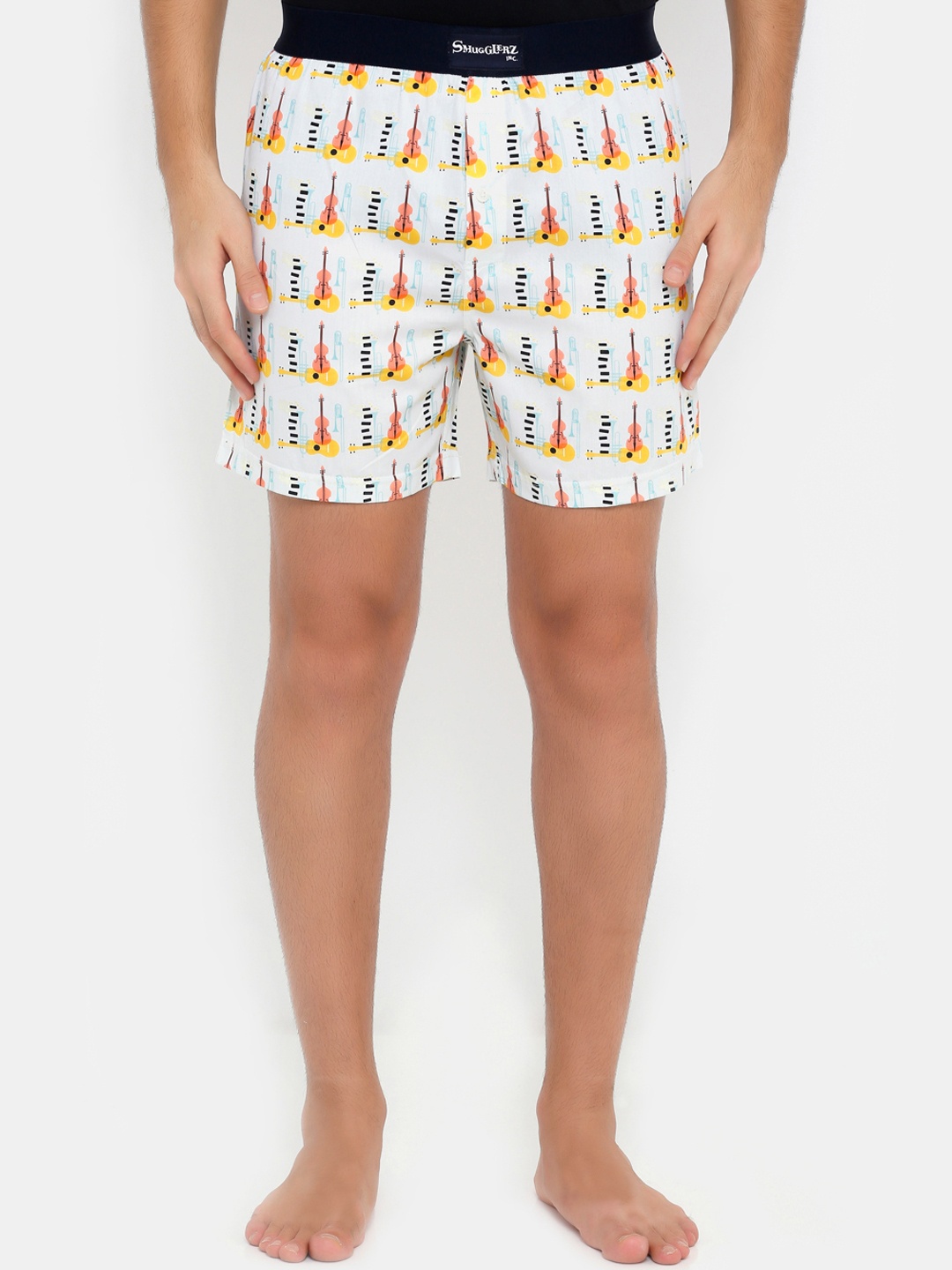 

Smugglerz Men White & Red Printed Pure Cotton Boxers TRUMPET-BXR