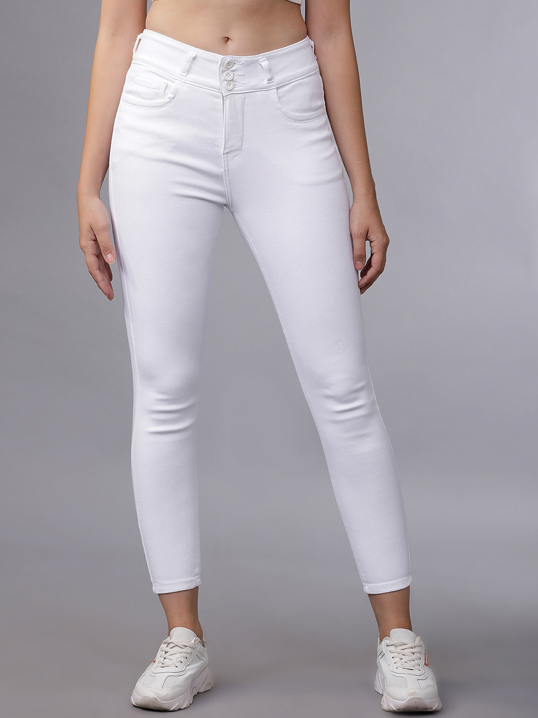 

Tokyo Talkies Women White Super Skinny Fit Mid-Rise Clean Look Stretchable Jeans