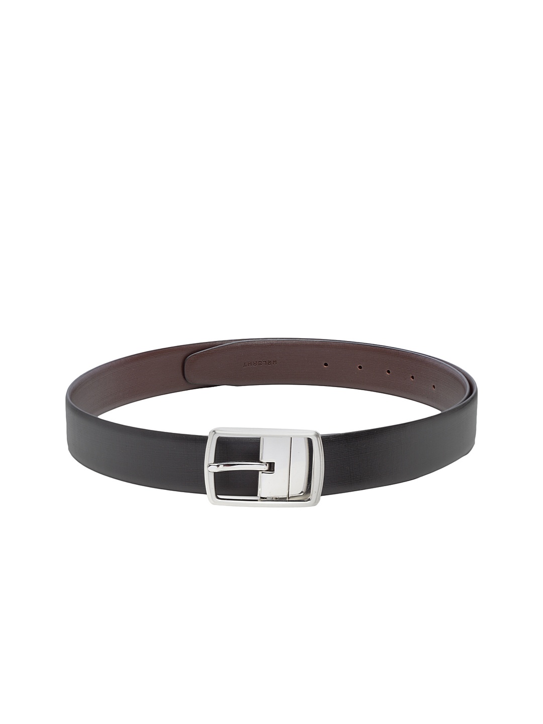 

WELBAWT Men Black Leather Reversible Textured Belt