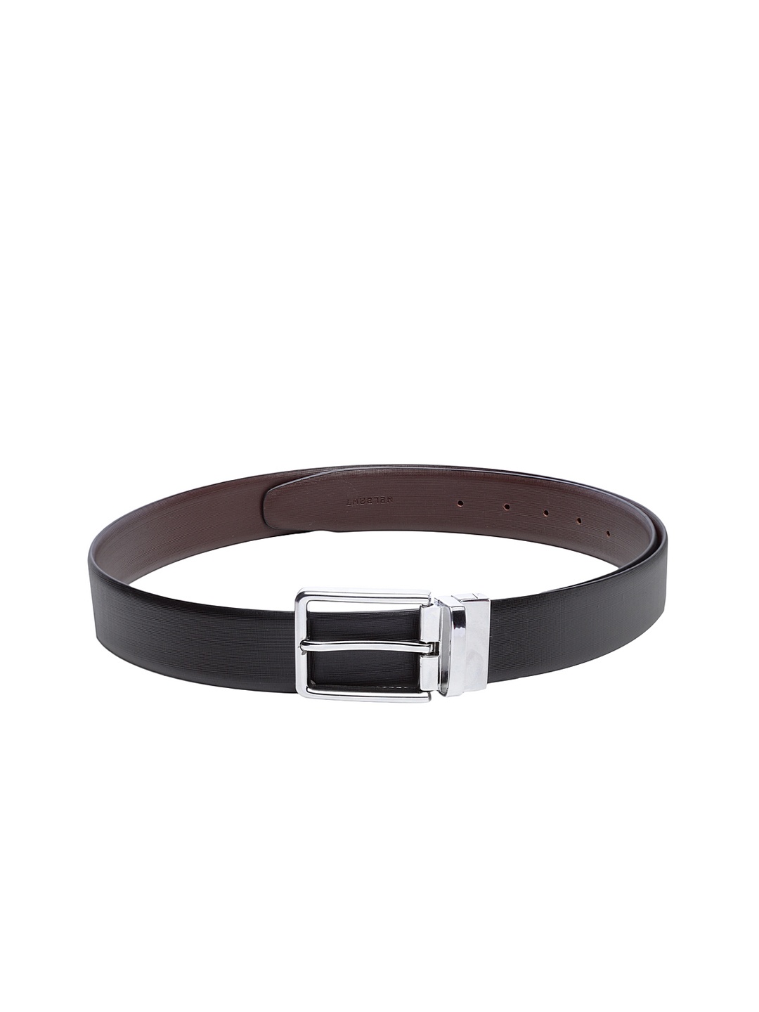 

WELBAWT Men Black Leather Reversible Textured Belt