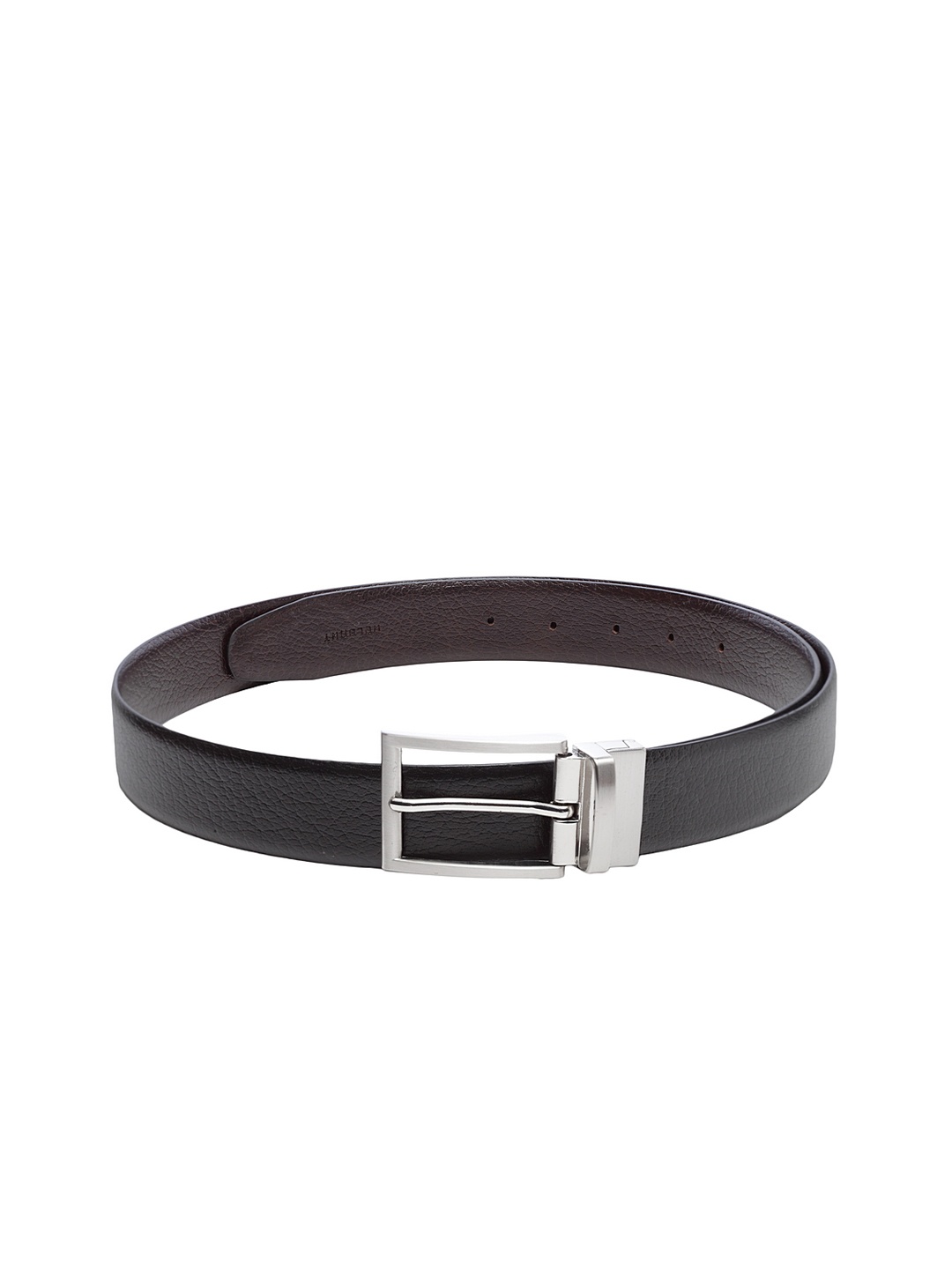 

WELBAWT Men Black & Brown Reversible Textured Leather Belt