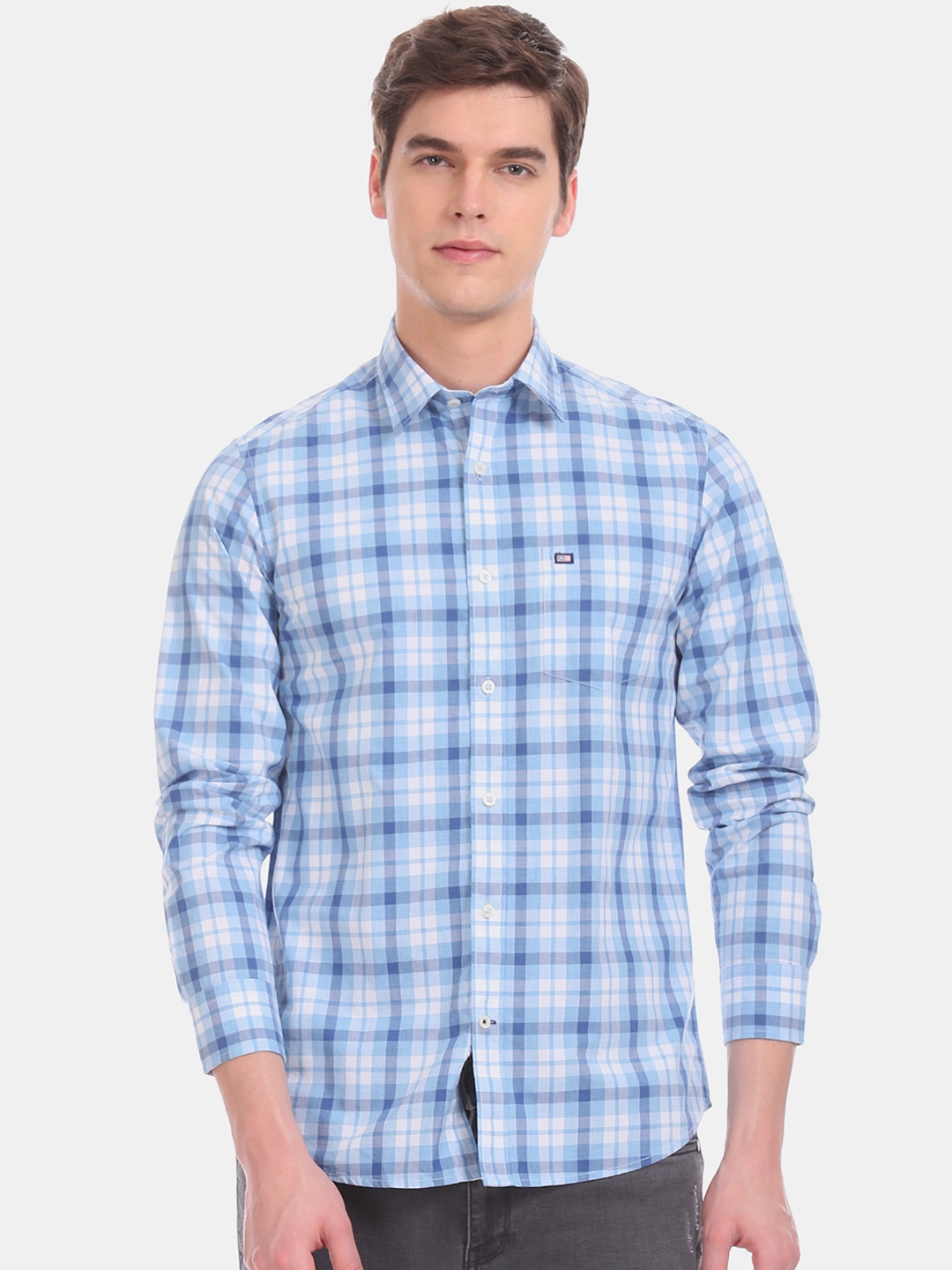 

Arrow Sport Men Blue & White Slim Fit Checked Casual Shirt