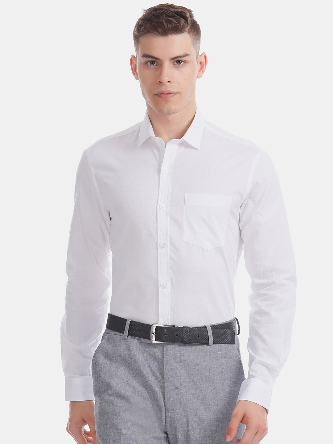 

Excalibur Men White Slim Fit Solid Formal Shirt