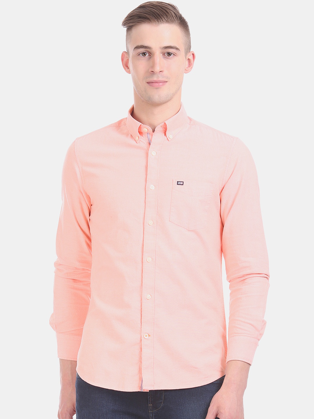 

Arrow Sport Men Peach-Coloured Slim Fit Solid Casual Shirt
