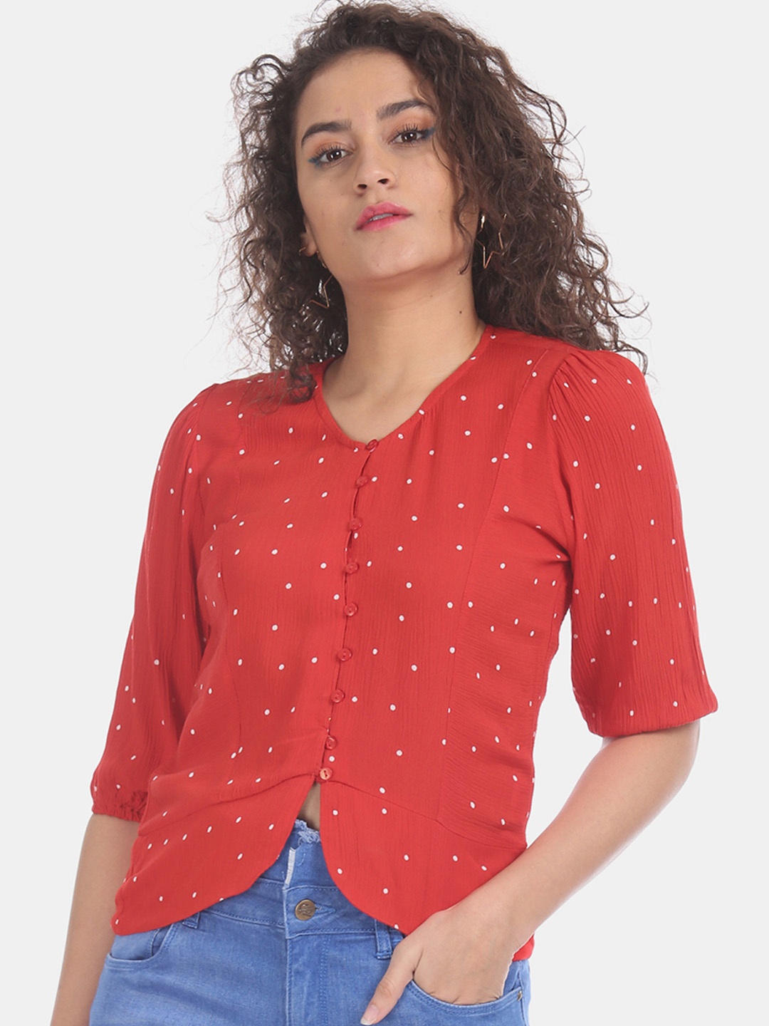 

Sugr Women Orange Printed Top