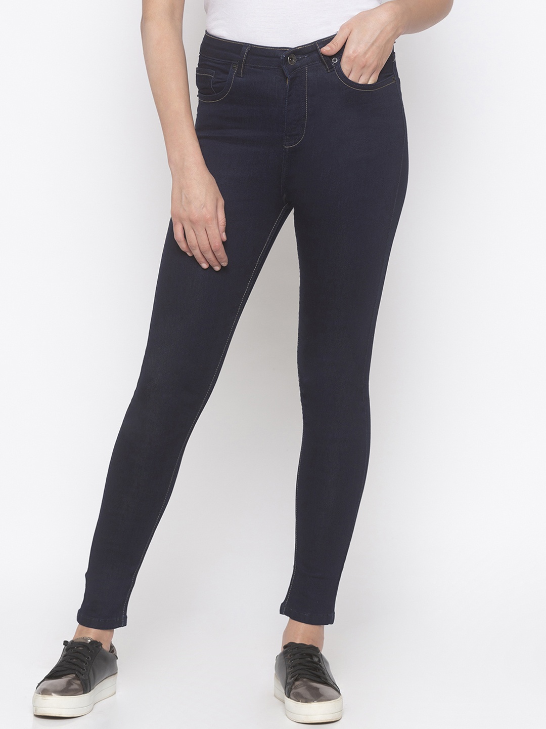 

Globus Women Navy Blue Slim Fit Mid-Rise Clean Look Jeans