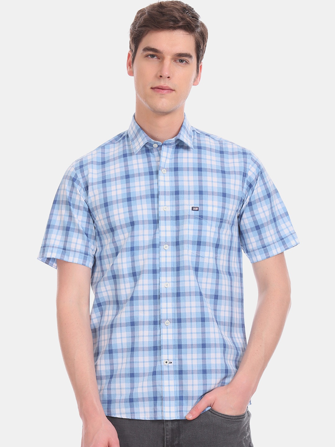 

Arrow Sport Men Blue & White Regular Fit Checked Casual Shirt
